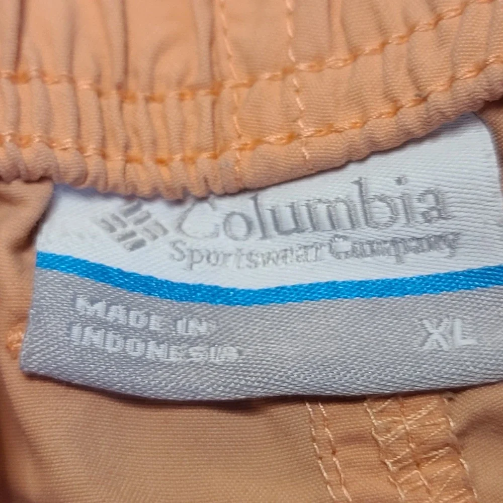 Columbia Cargo Shorts‎ Mens XL Orange Nylon Hiking Fishing Elastic Waist AL4572